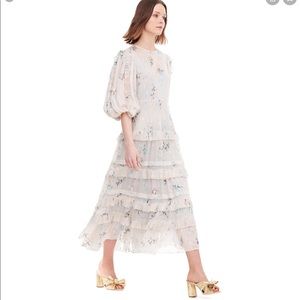 Rebecca Taylor Faded Floral Metallic Clip Dress